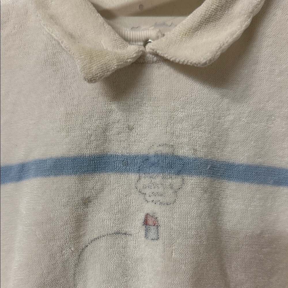Petit Bateau Cream and Blue Striped Kids One Piece - Picture 2 of 3